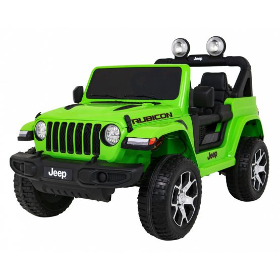 12V Powerful 4×4 Licensed Jeep Wrangler Rubicon Green | Remote control | Leather Seat