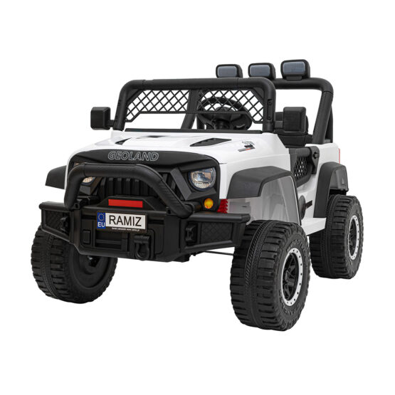 24V Jeep Geoland Power White, 2 seater with R/C, Strong motors 2x200W, Max load 50kg